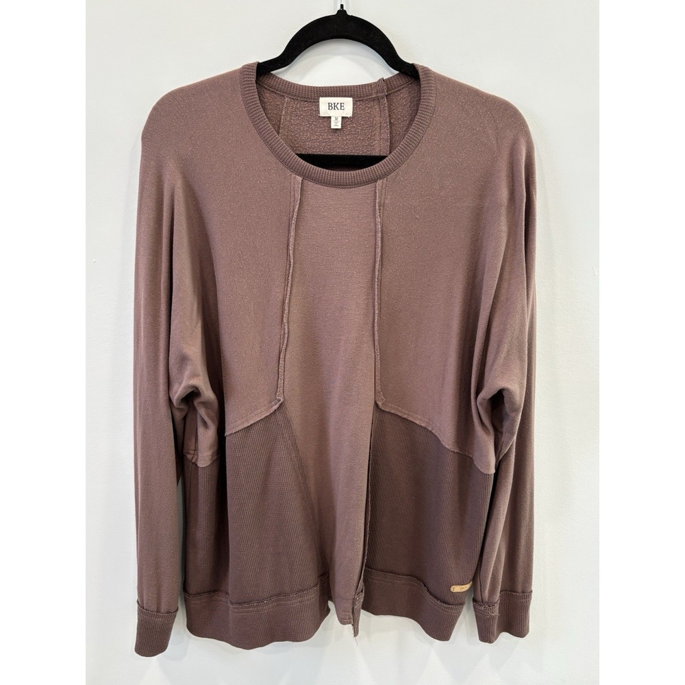BKE Women's Mauve Oversized Pullover Top M Raw Edge Soft Casual Relaxed Fit